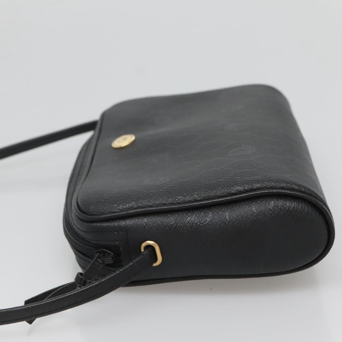Christian Dior Honeycomb Canvas Shoulder Bag PVC Black Gold Auth 126268