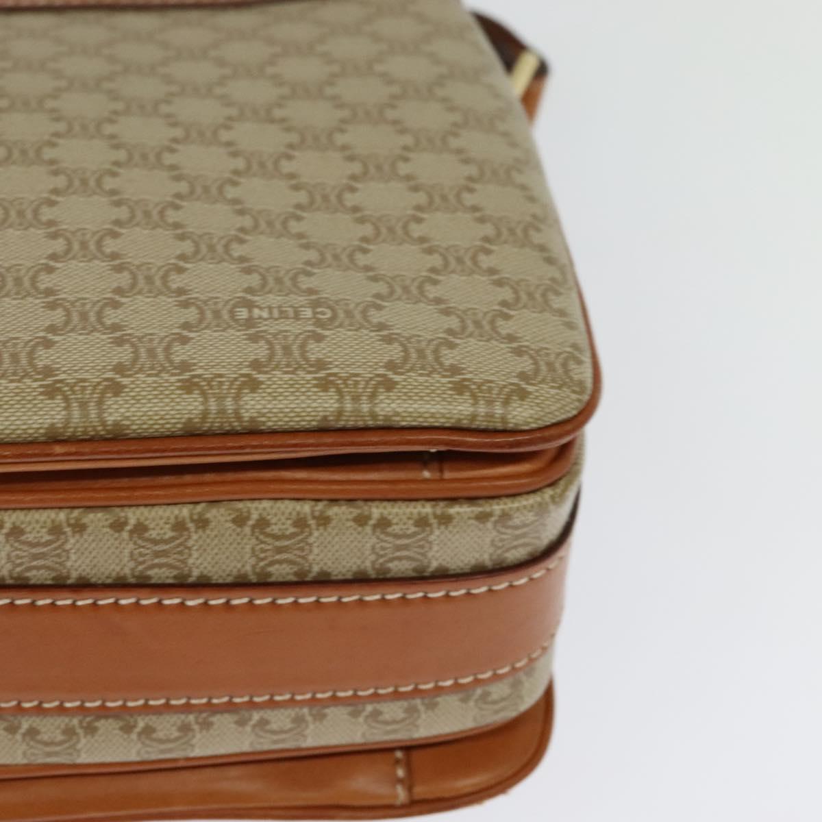 CELINE Macadam Canvas Shoulder Bag PVC Beige Gold Auth 126271