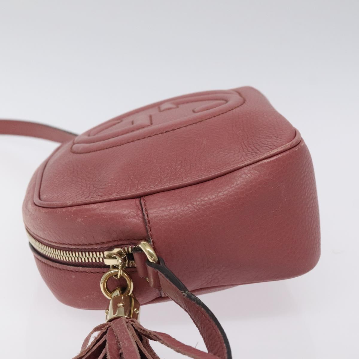 GUCCI Shoulder Bag Leather Pink Gold 308364 Auth 126289