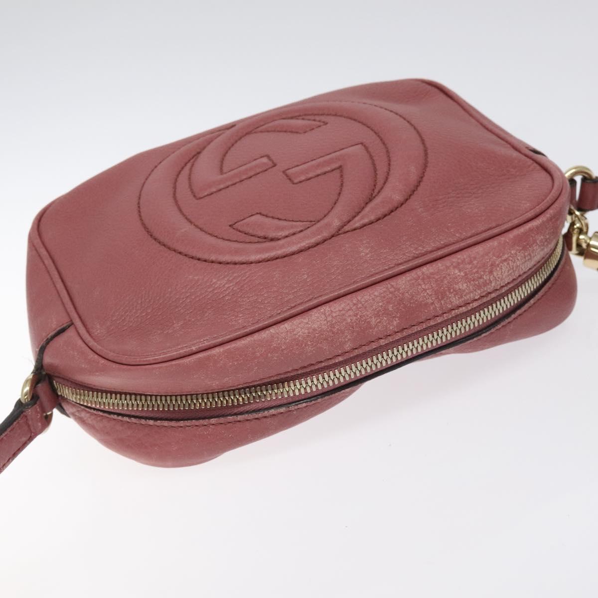 GUCCI Shoulder Bag Leather Pink Gold 308364 Auth 126289