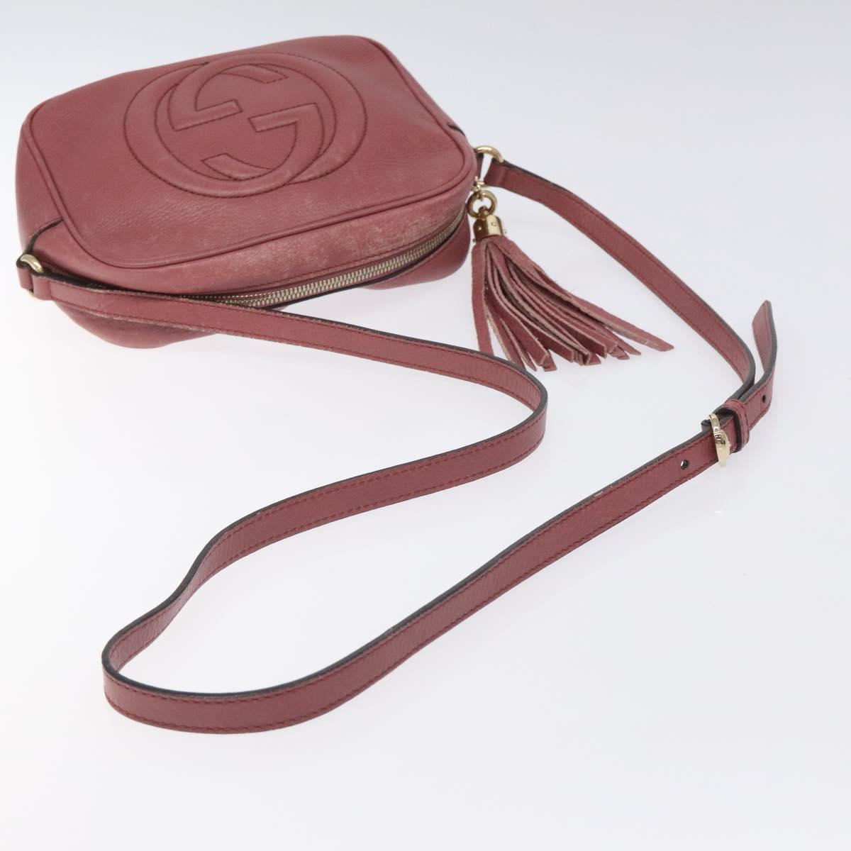 GUCCI Shoulder Bag Leather Pink Gold 308364 Auth 126289