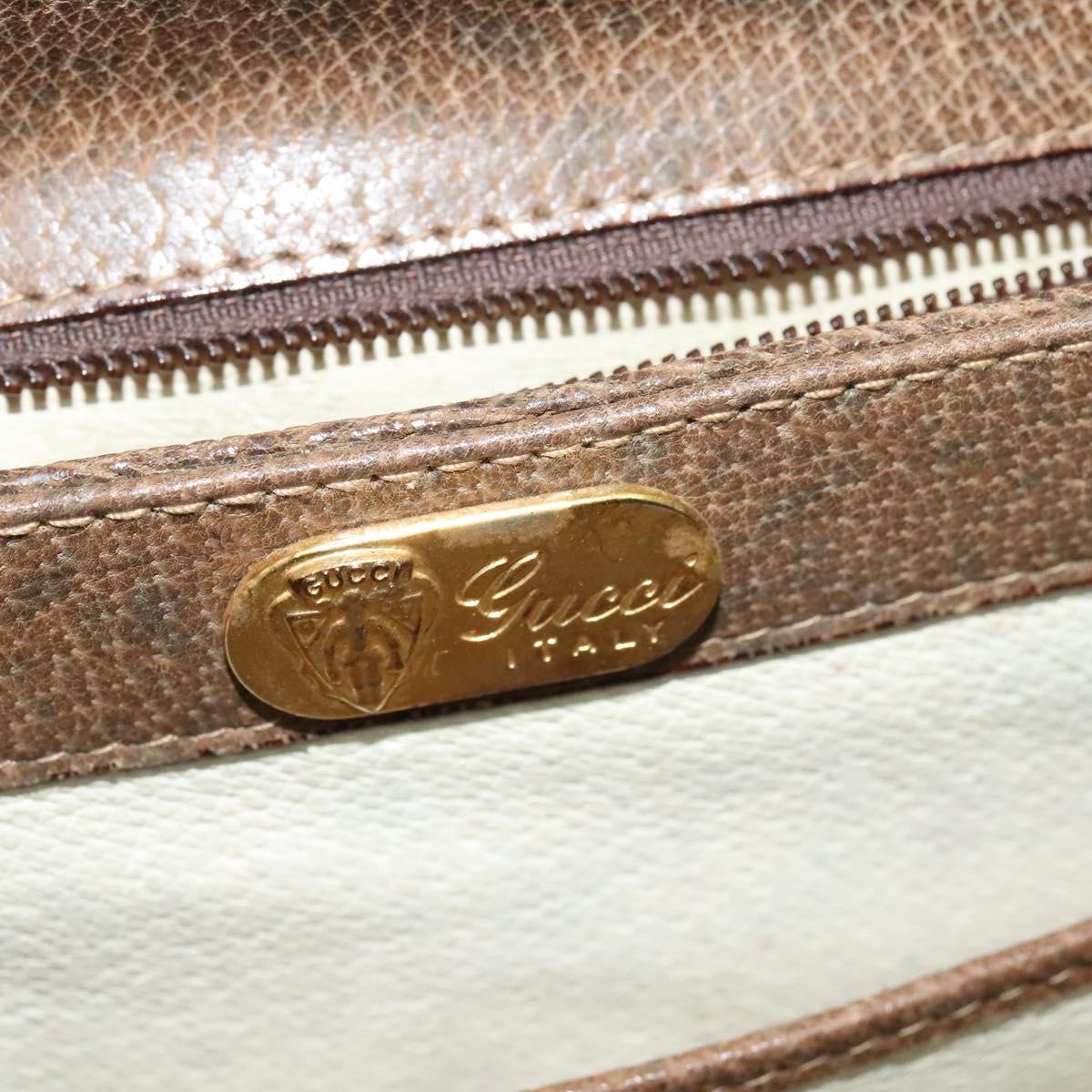 GUCCI Shoulder Bag Leather Brown Gold Auth 126290