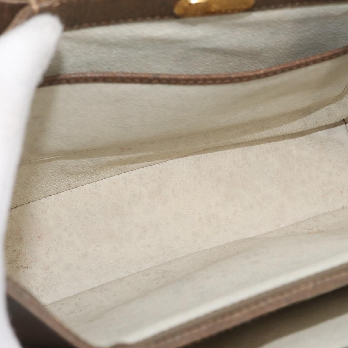 GUCCI Shoulder Bag Leather Brown Gold Auth 126290