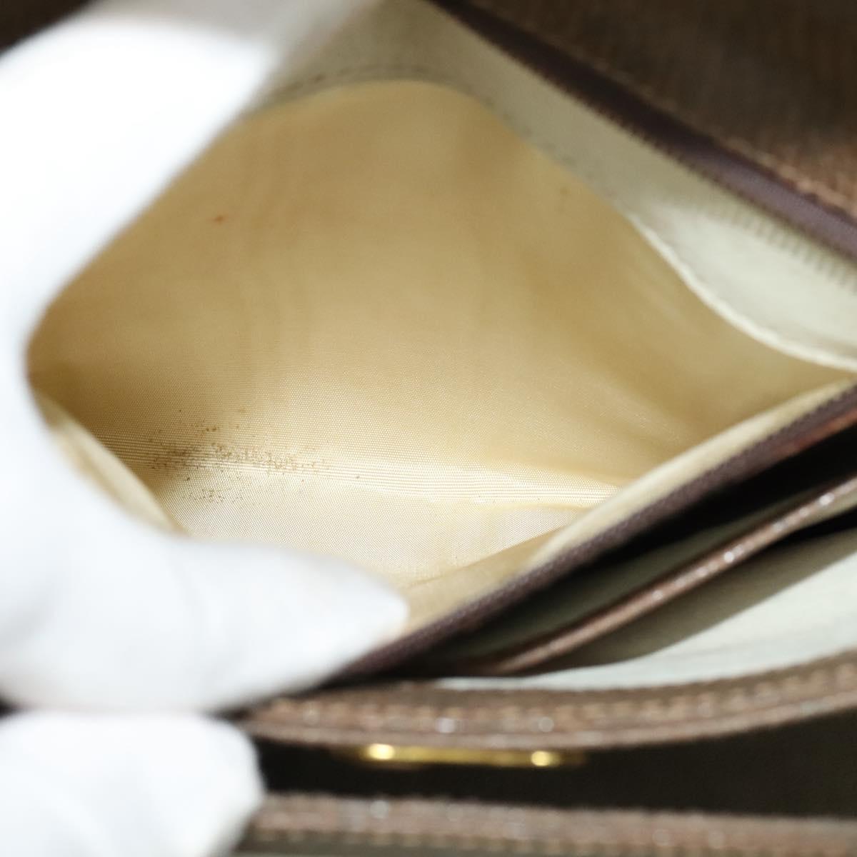 GUCCI Shoulder Bag Leather Brown Gold Auth 126290