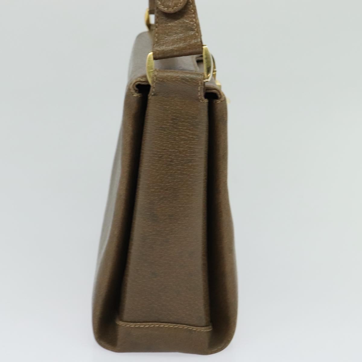 GUCCI Shoulder Bag Leather Brown Gold Auth 126290