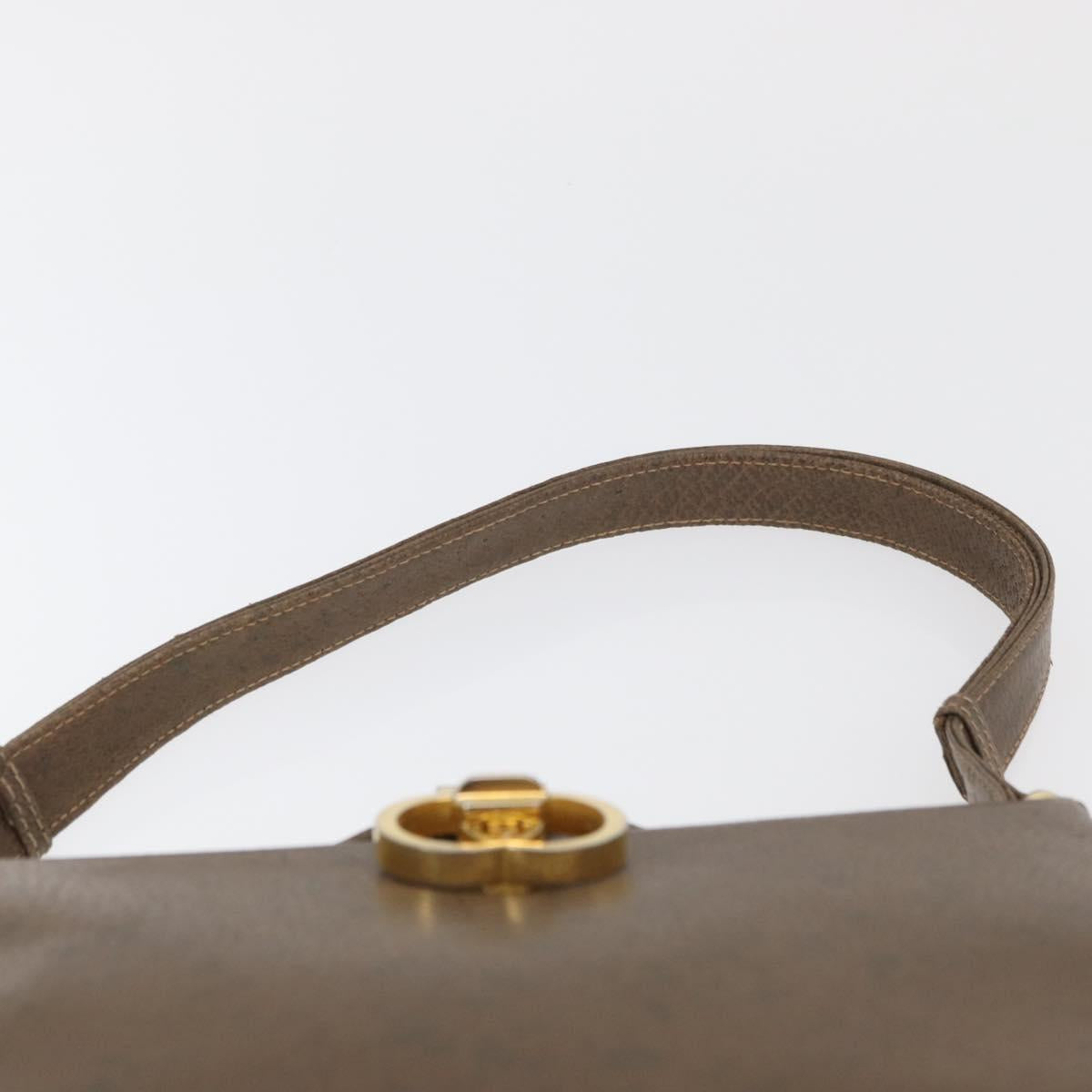 GUCCI Shoulder Bag Leather Brown Gold Auth 126290