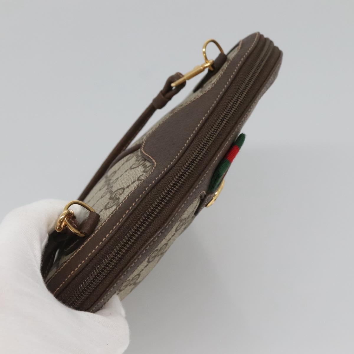 GUCCI GG Supreme Web Sherry Line Bag PVC Beige Gold 904 02 047 Auth 126294