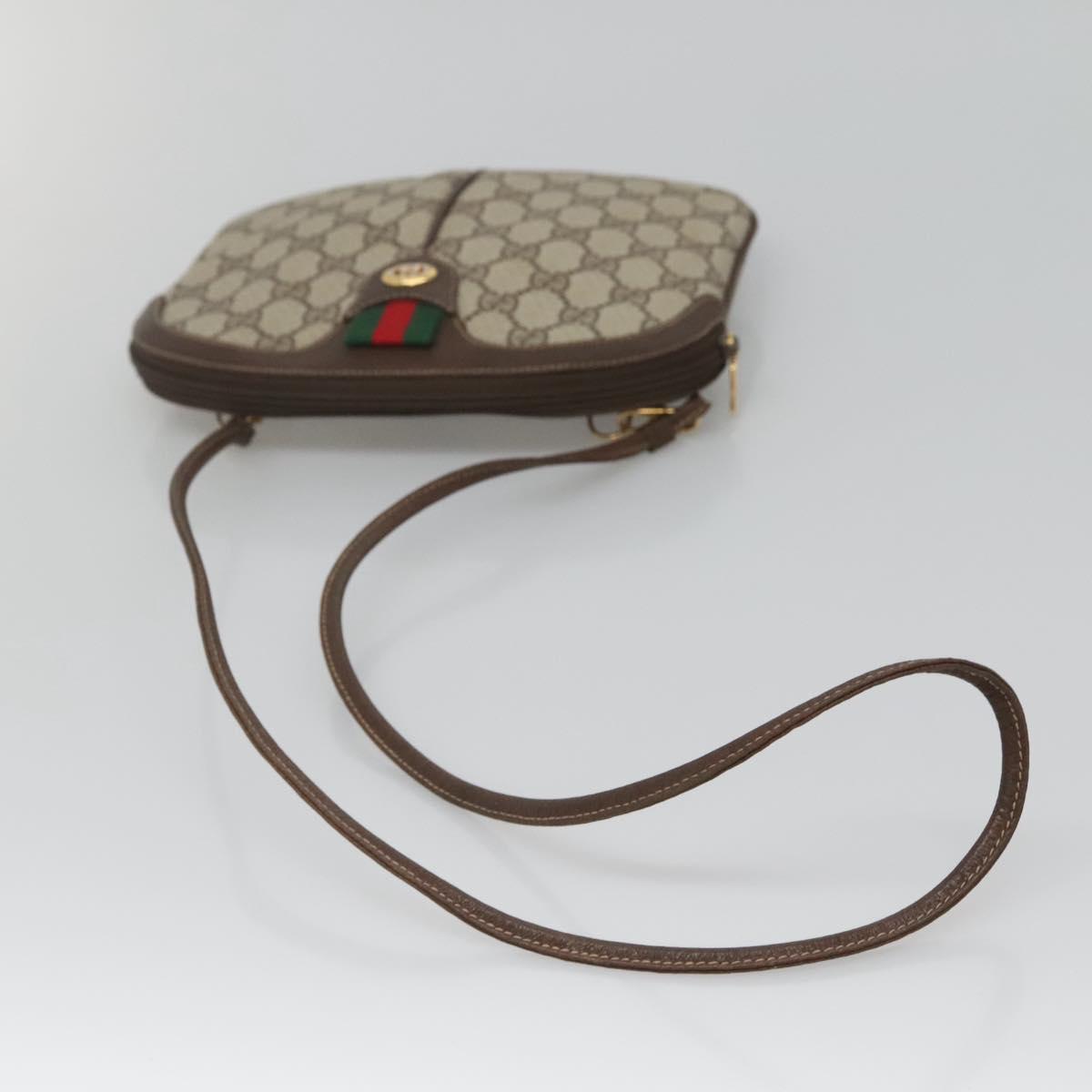GUCCI GG Supreme Web Sherry Line Bag PVC Beige Gold 904 02 047 Auth 126294