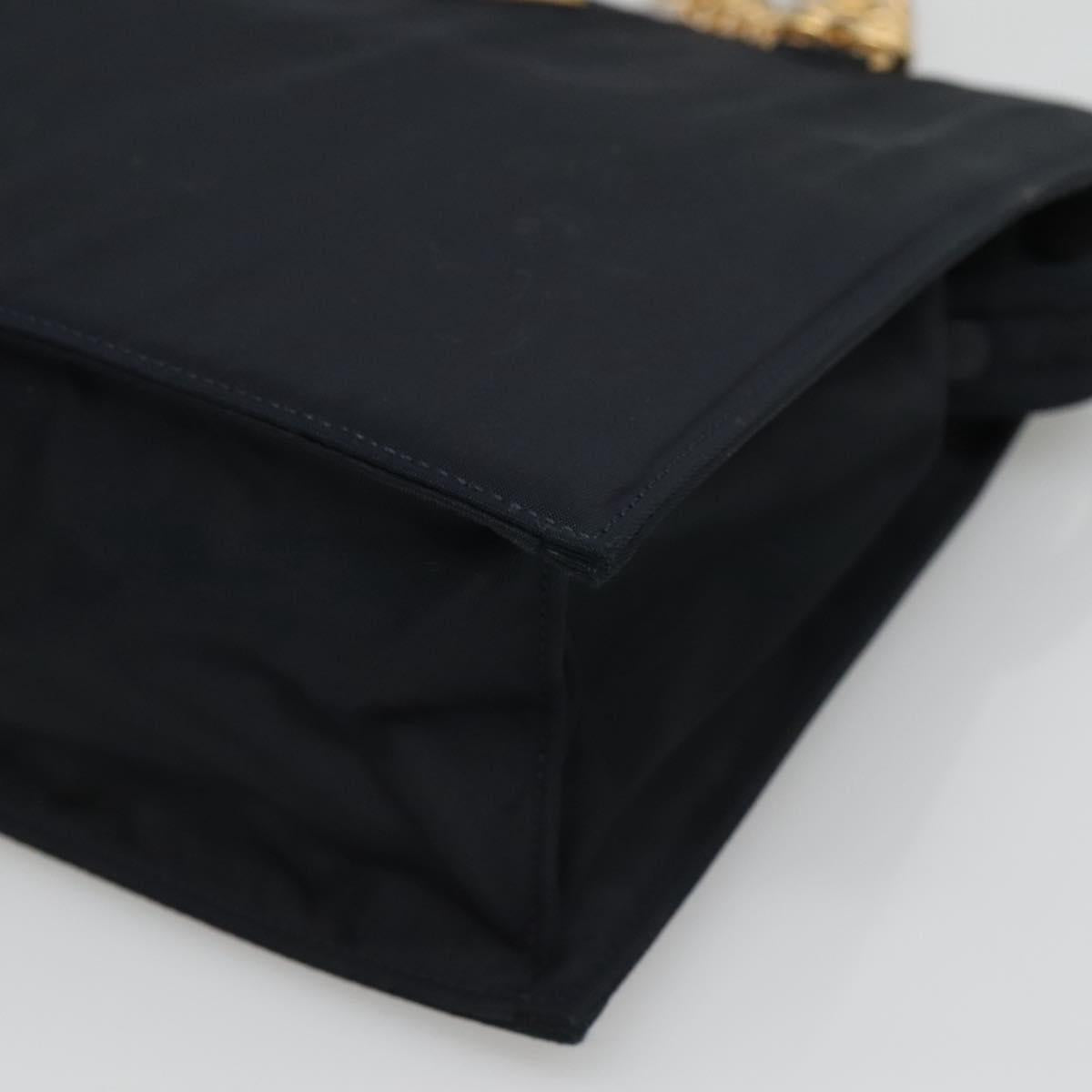 PRADA Hand Bag Nylon Navy Gold Auth 126301