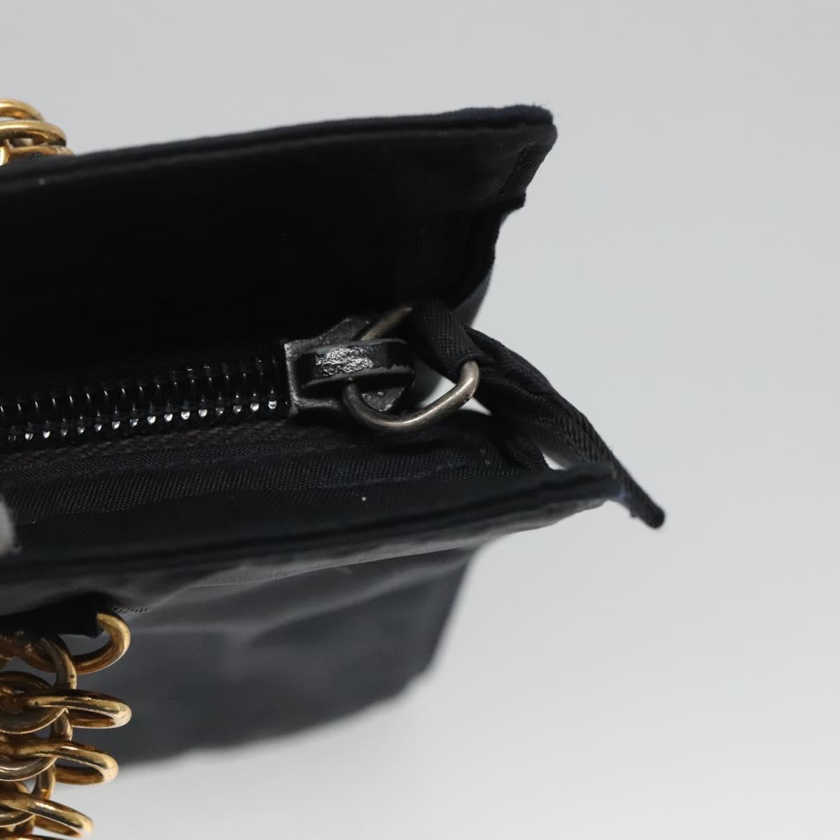 PRADA Hand Bag Nylon Navy Gold Auth 126301