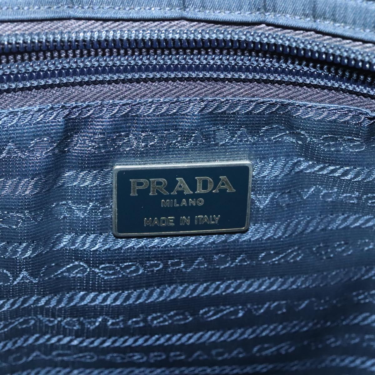 PRADA Hand Bag Nylon Navy Gold Auth 126301