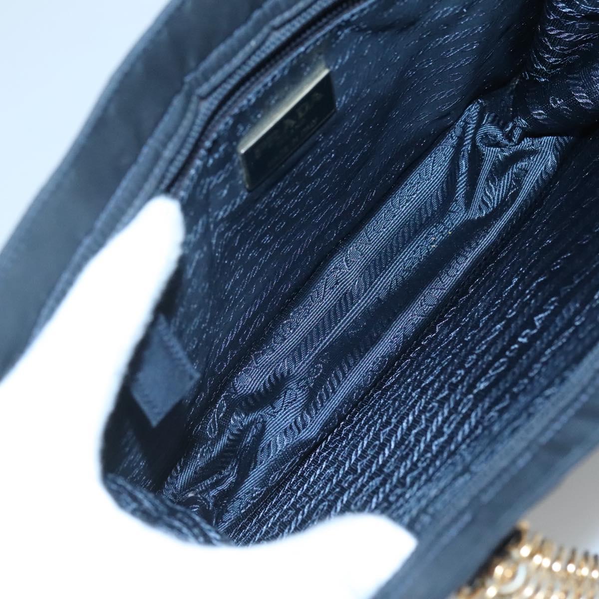 PRADA Hand Bag Nylon Navy Gold Auth 126301