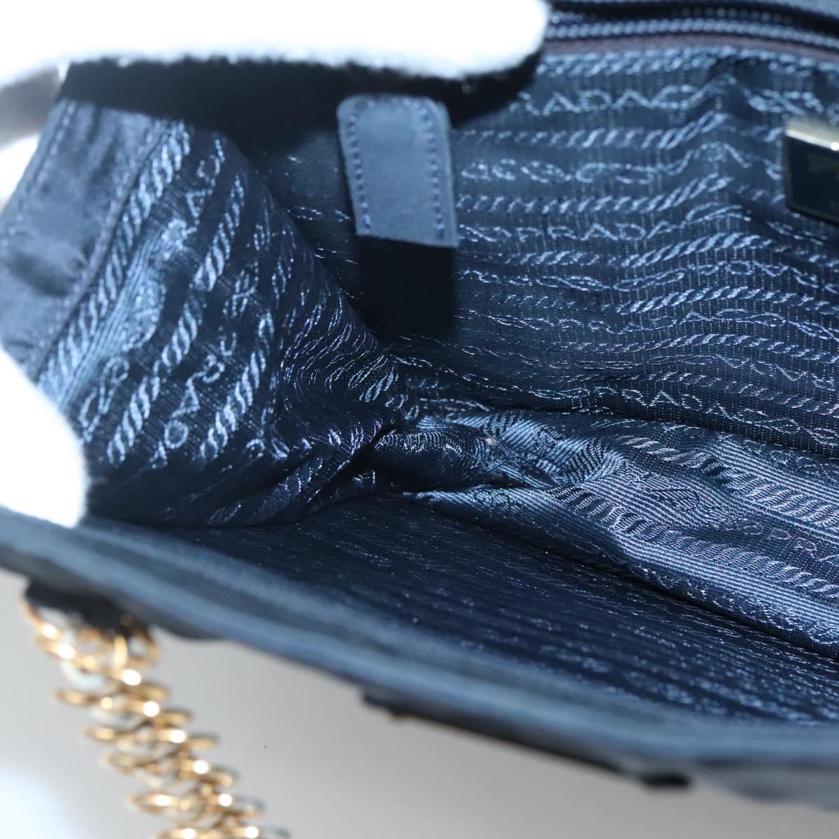 PRADA Hand Bag Nylon Navy Gold Auth 126301