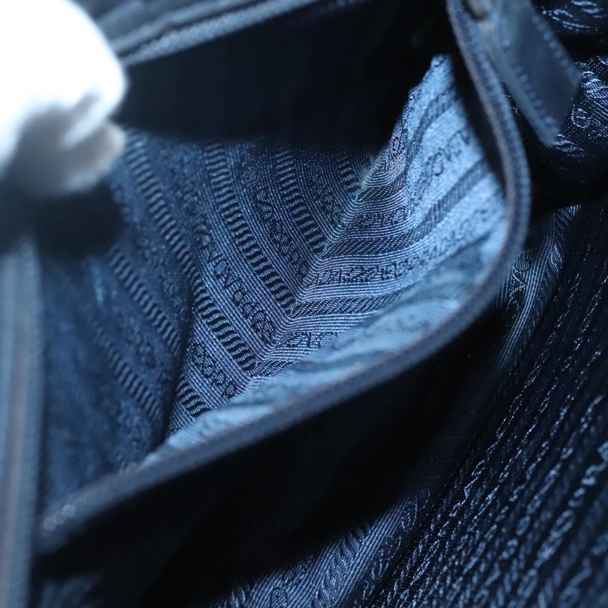 PRADA Hand Bag Nylon Navy Gold Auth 126301