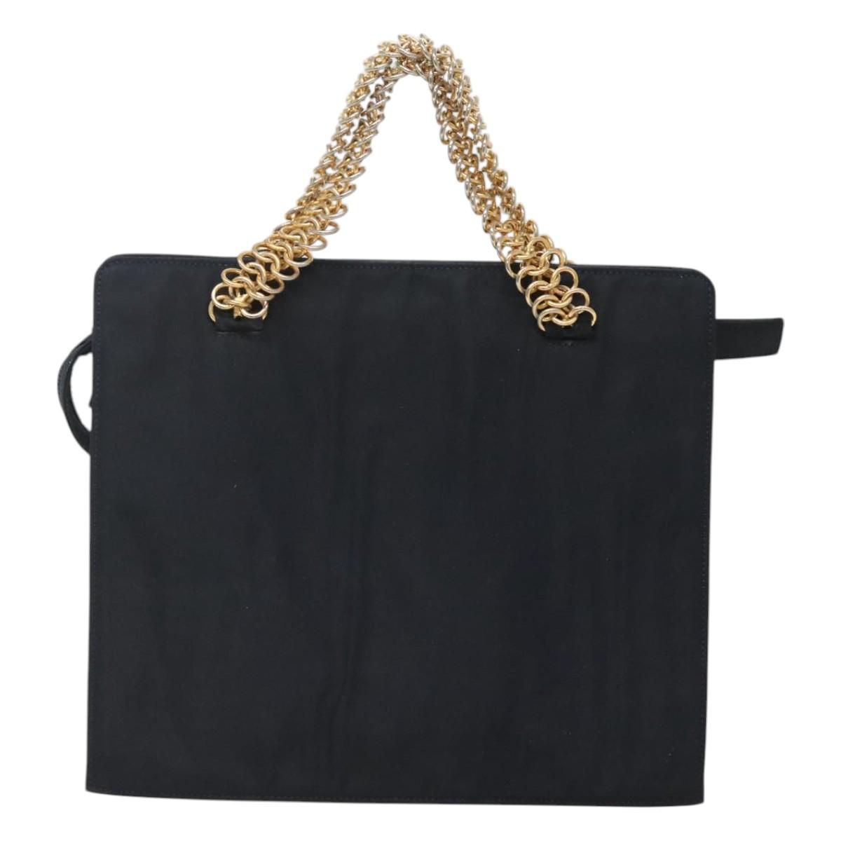 PRADA Hand Bag Nylon Navy Gold Auth 126301