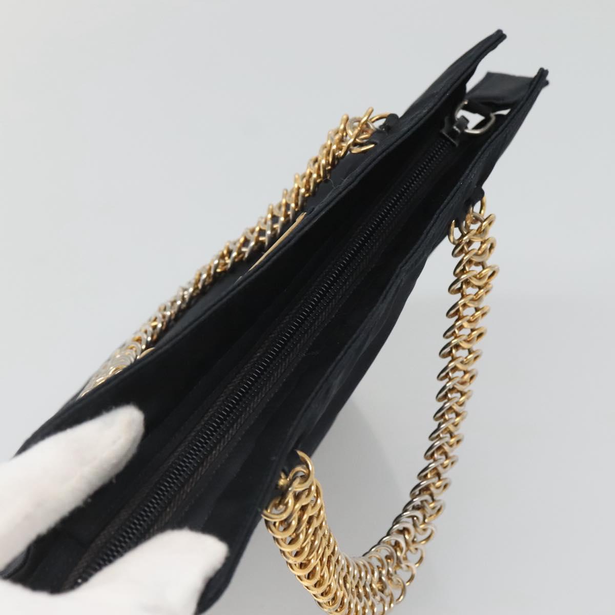 PRADA Hand Bag Nylon Navy Gold Auth 126301