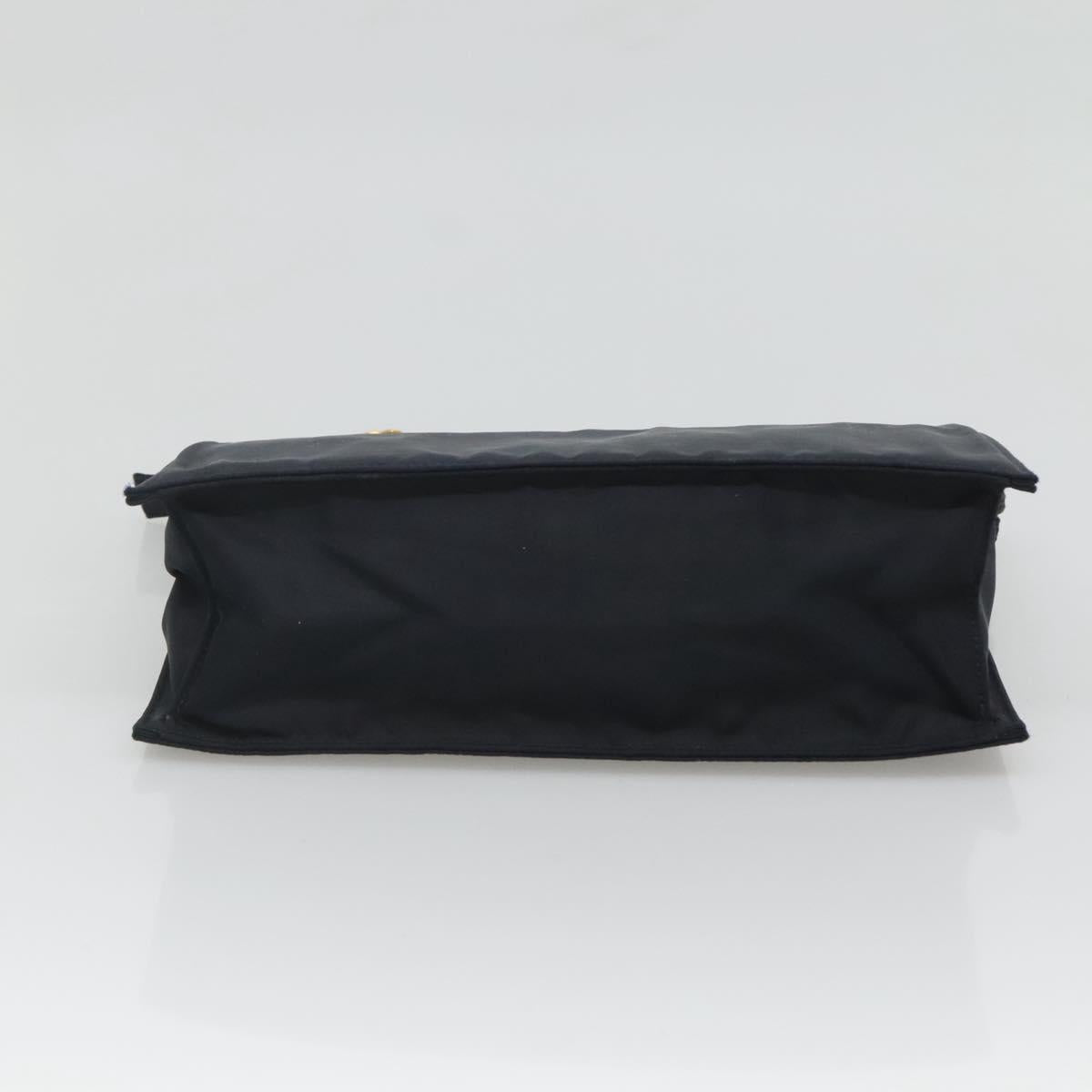 PRADA Hand Bag Nylon Navy Gold Auth 126301