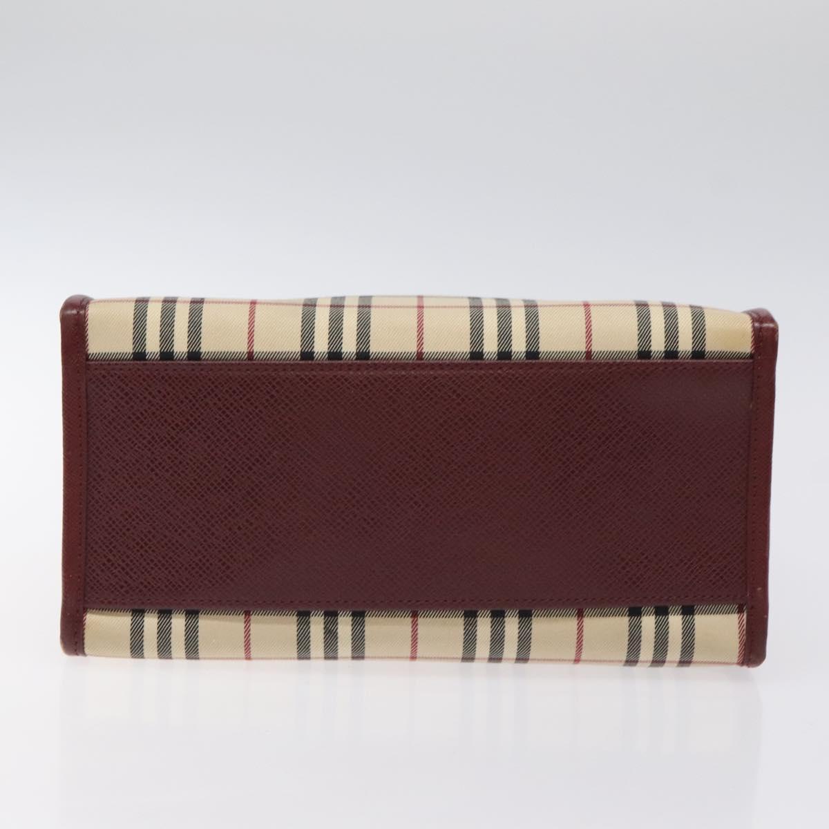 BURBERRY Nova Check Hand Bag Canvas Beige Gold Auth 126305