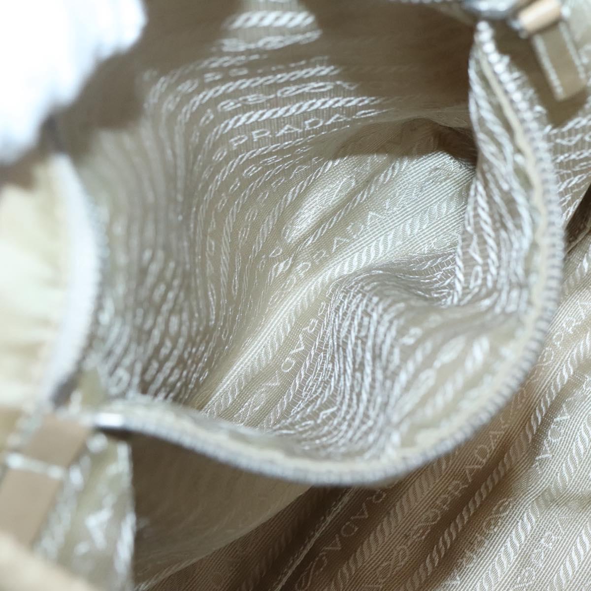 PRADA Hand Bag Nylon Beige Silver Auth 126335