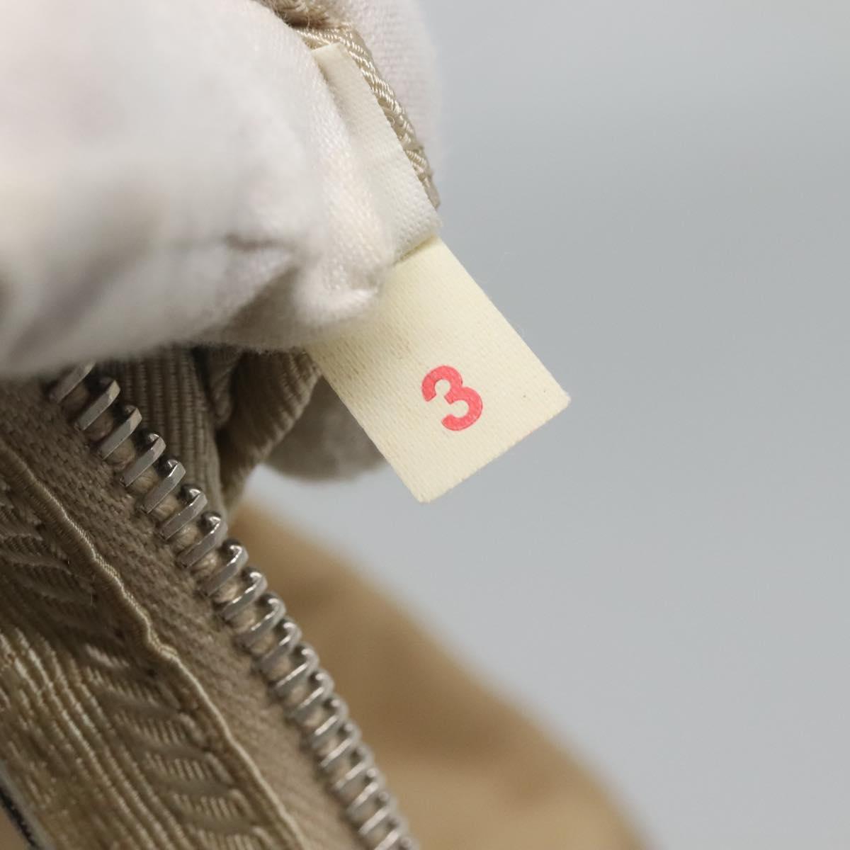 PRADA Hand Bag Nylon Beige Silver Auth 126335