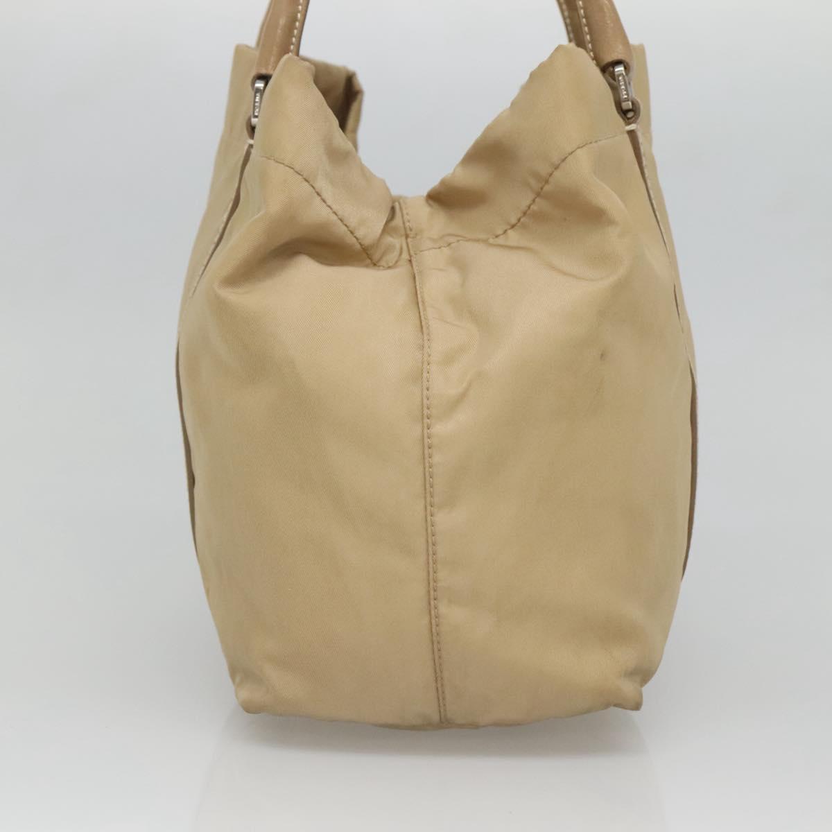 PRADA Hand Bag Nylon Beige Silver Auth 126335