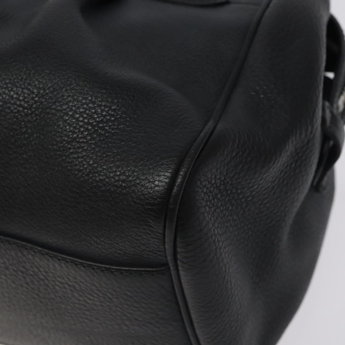 Salvatore Ferragamo Gancini Hand Bag Leather Black Silver Auth 126336