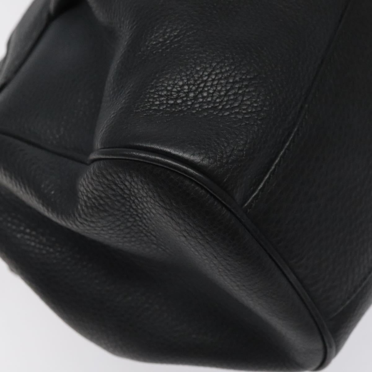 Salvatore Ferragamo Gancini Hand Bag Leather Black Silver Auth 126336