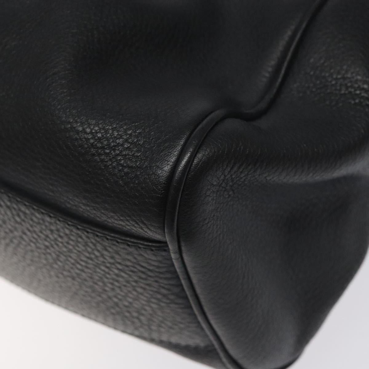 Salvatore Ferragamo Gancini Hand Bag Leather Black Silver Auth 126336