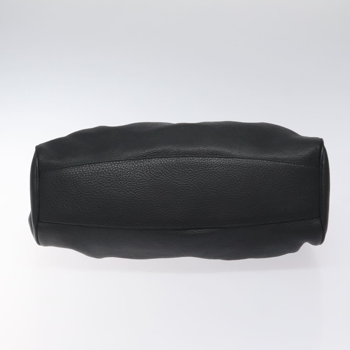 Salvatore Ferragamo Gancini Hand Bag Leather Black Silver Auth 126336