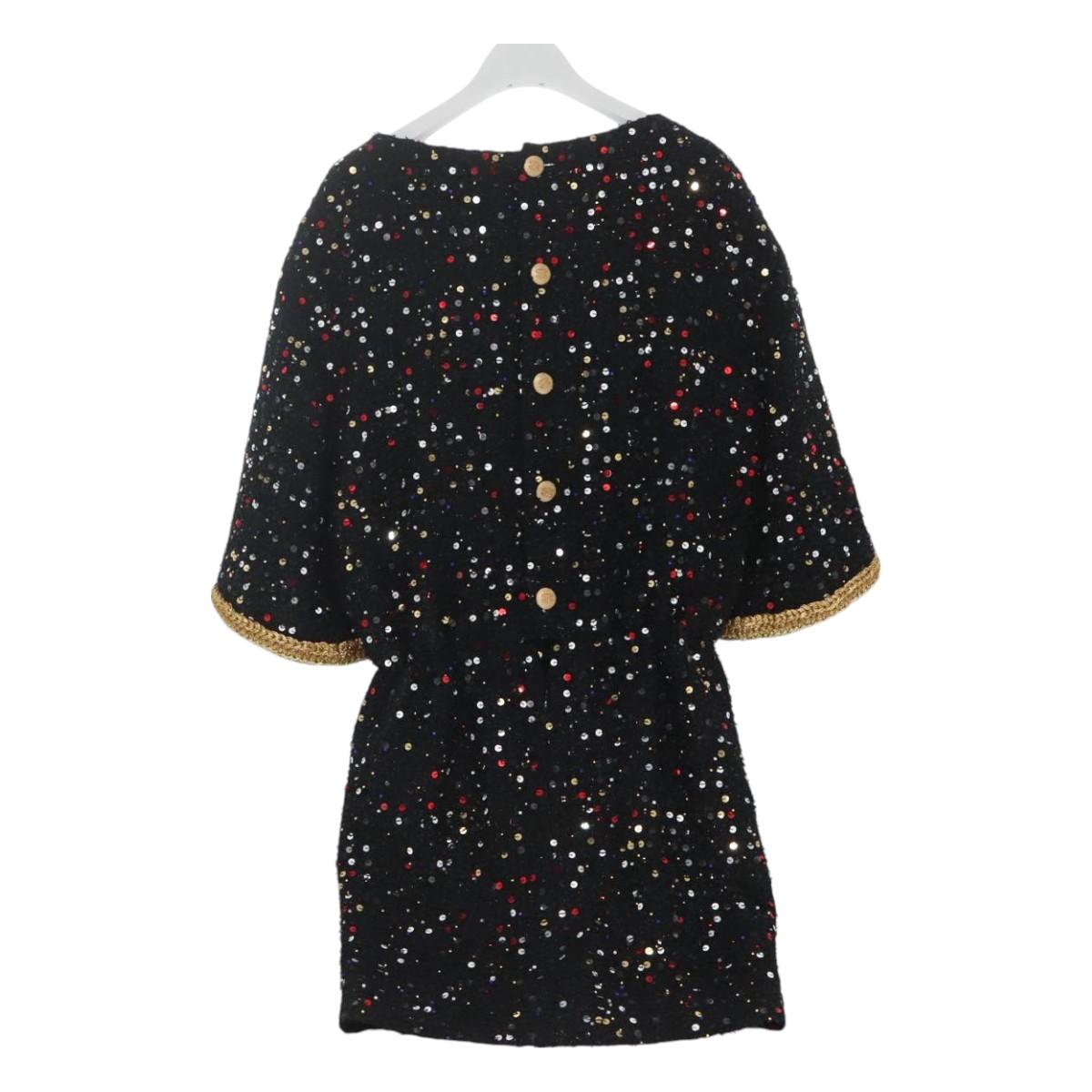 CHANEL One Piece Shirt Tweed Black CC Auth 126348M