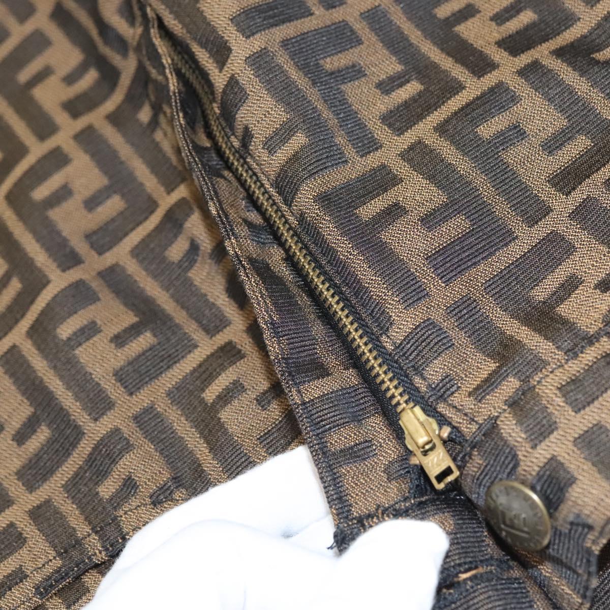 FENDI Zucca Canvas Skirt Black Brown Auth 126349V