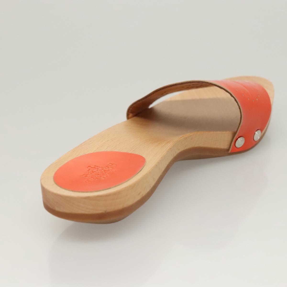 HERMES Sandals Patent leather Orange Auth 126351