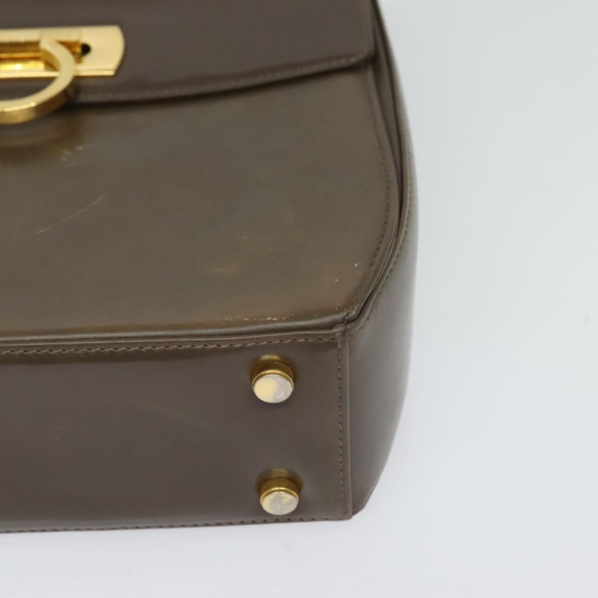 Salvatore Ferragamo Gancini Hand Bag Leather 2way Brown Gold Auth 126367
