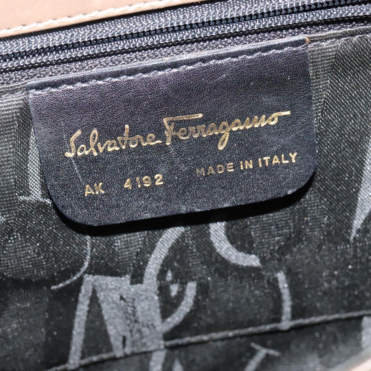 Salvatore Ferragamo Gancini Hand Bag Leather 2way Brown Gold Auth 126367