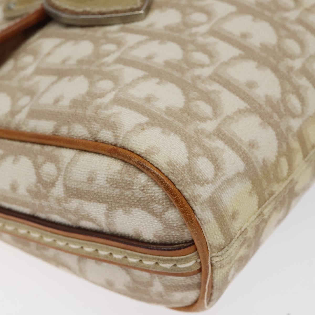 Christian Dior Trotter Canvas Romantic Bag PVC Beige Silver Auth 126372A