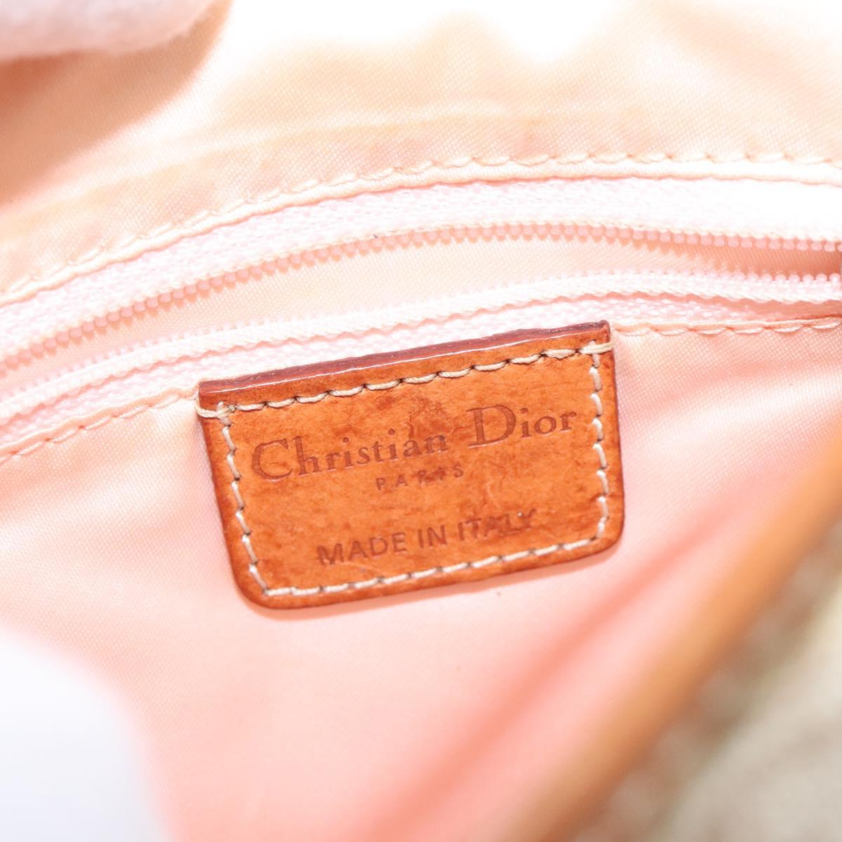 Christian Dior Trotter Canvas Romantic Bag PVC Beige Silver Auth 126372A