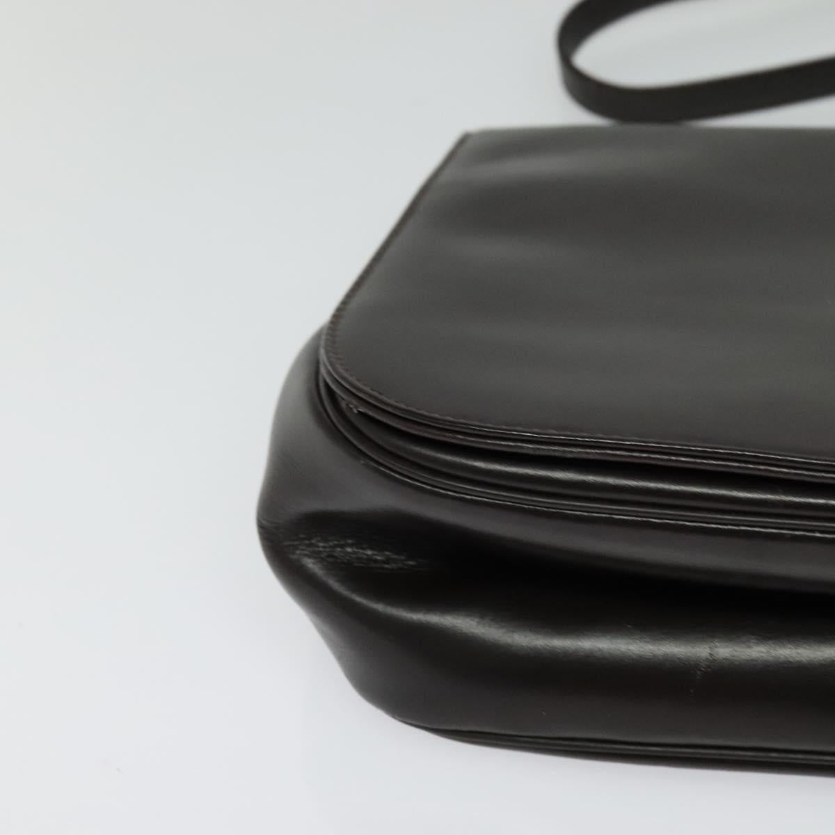 Christian Dior Shoulder Bag Leather Brown Gold Auth 126374