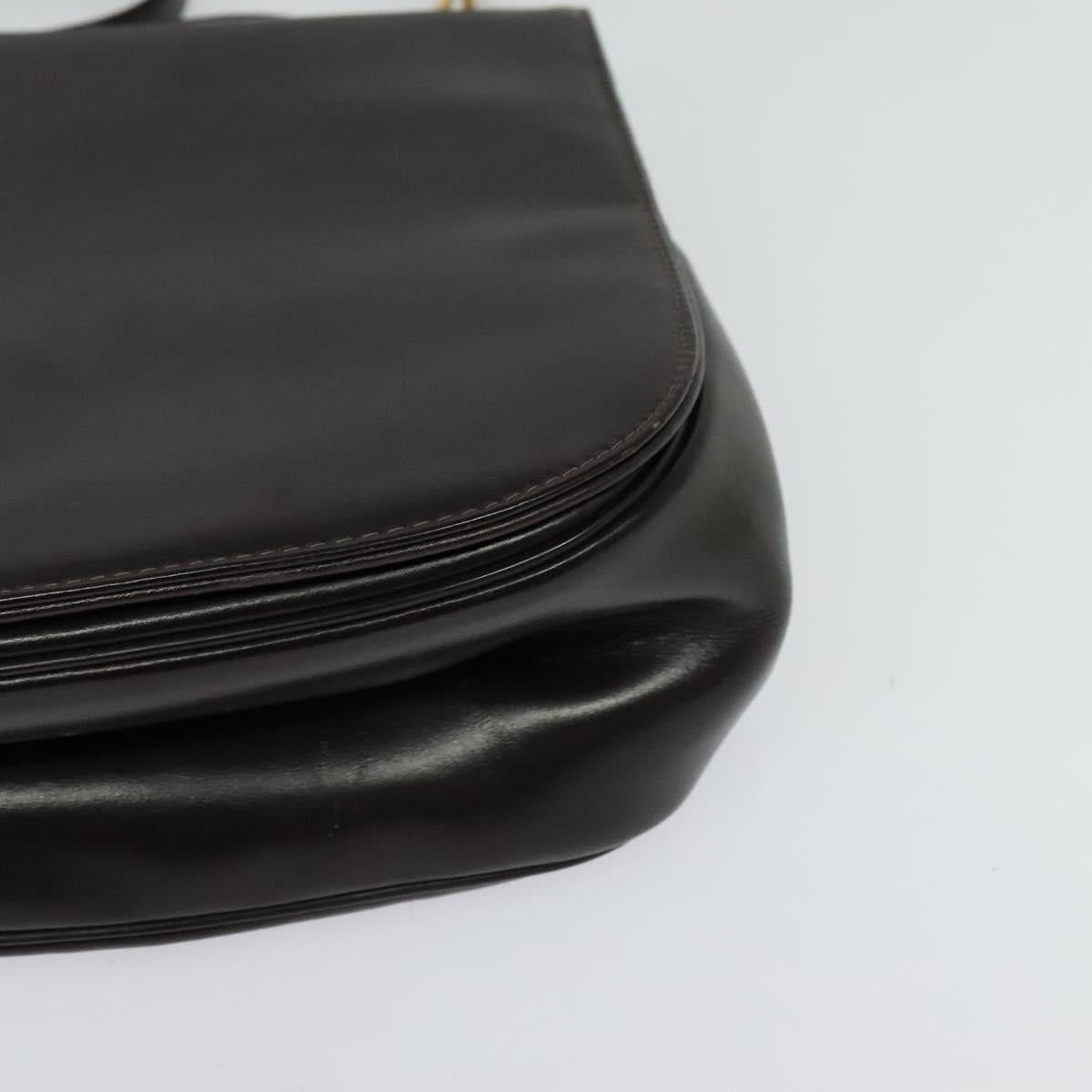 Christian Dior Shoulder Bag Leather Brown Gold Auth 126374