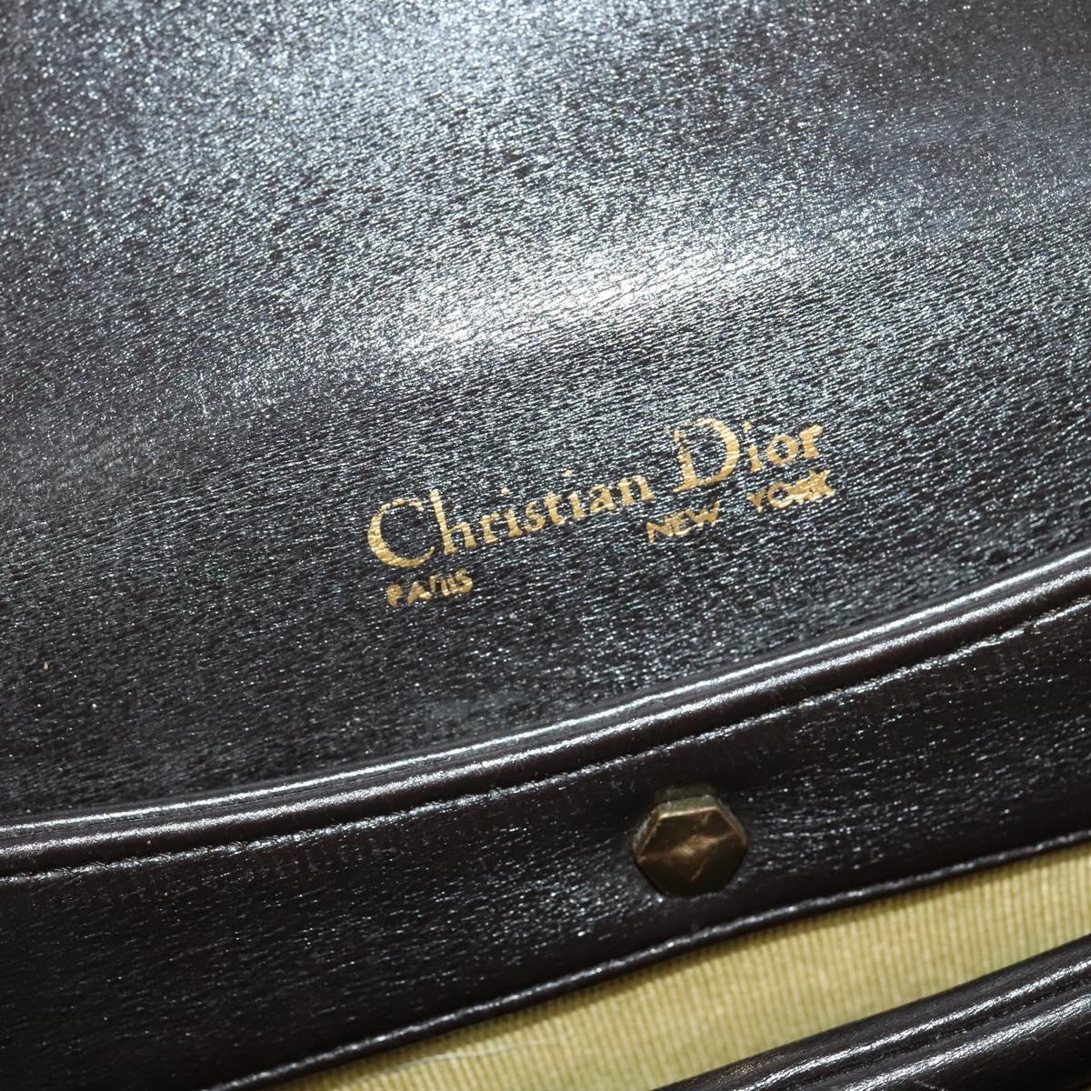 Christian Dior Shoulder Bag Leather Brown Gold Auth 126374