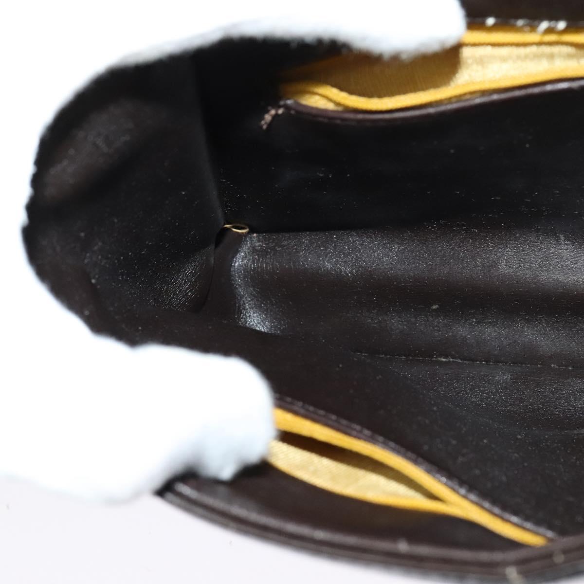 Christian Dior Shoulder Bag Leather Brown Gold Auth 126374