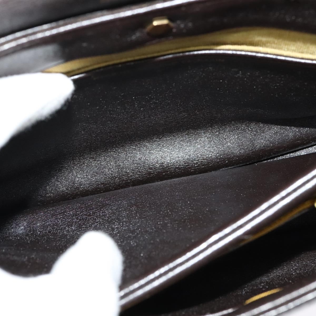 Christian Dior Shoulder Bag Leather Brown Gold Auth 126374