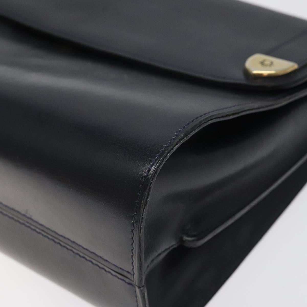 Christian Dior Shoulder Bag Leather Navy Gold Auth 126375