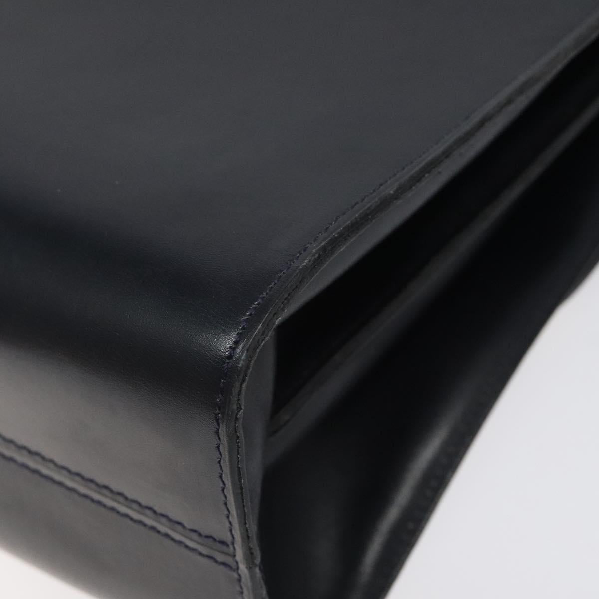 Christian Dior Shoulder Bag Leather Navy Gold Auth 126375