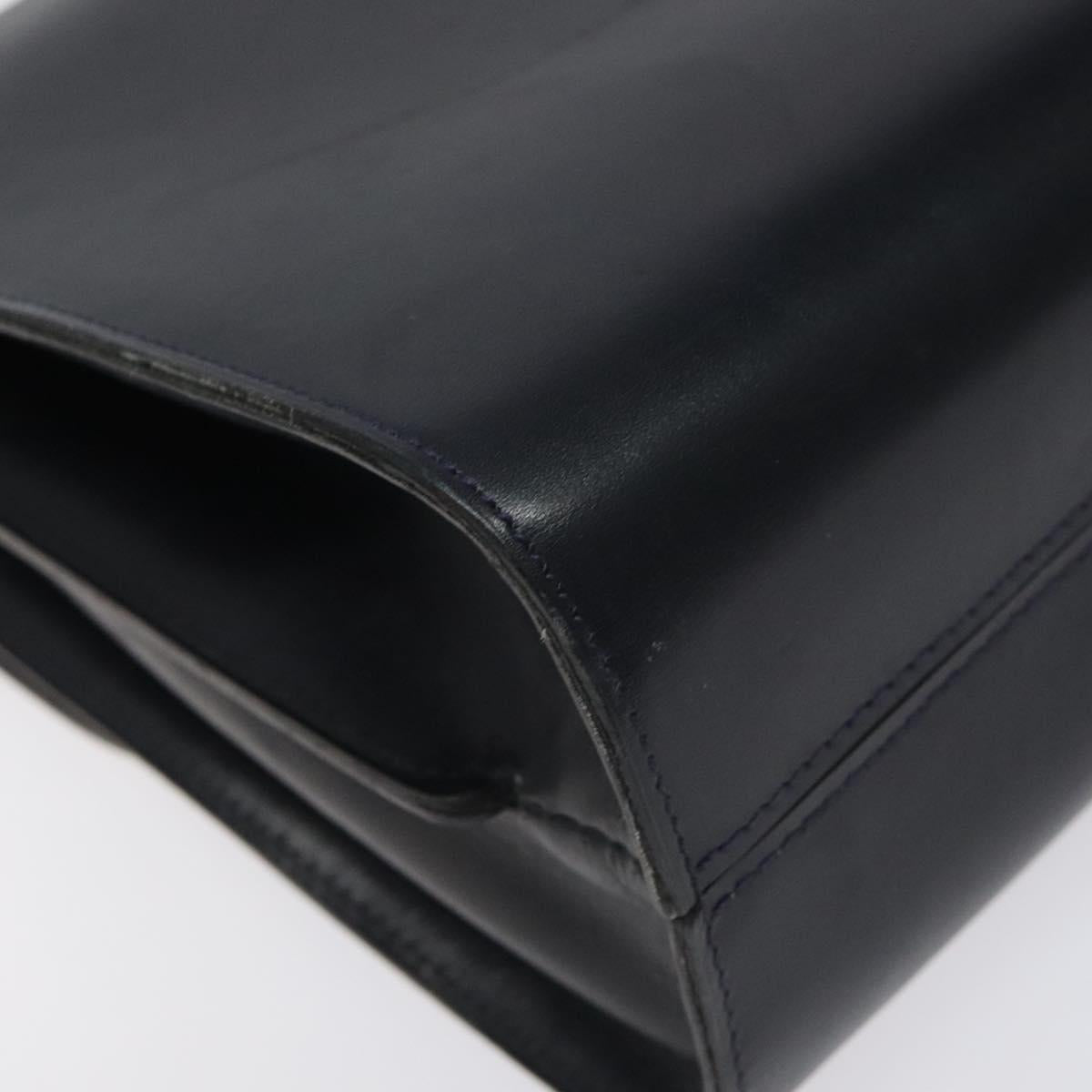 Christian Dior Shoulder Bag Leather Navy Gold Auth 126375