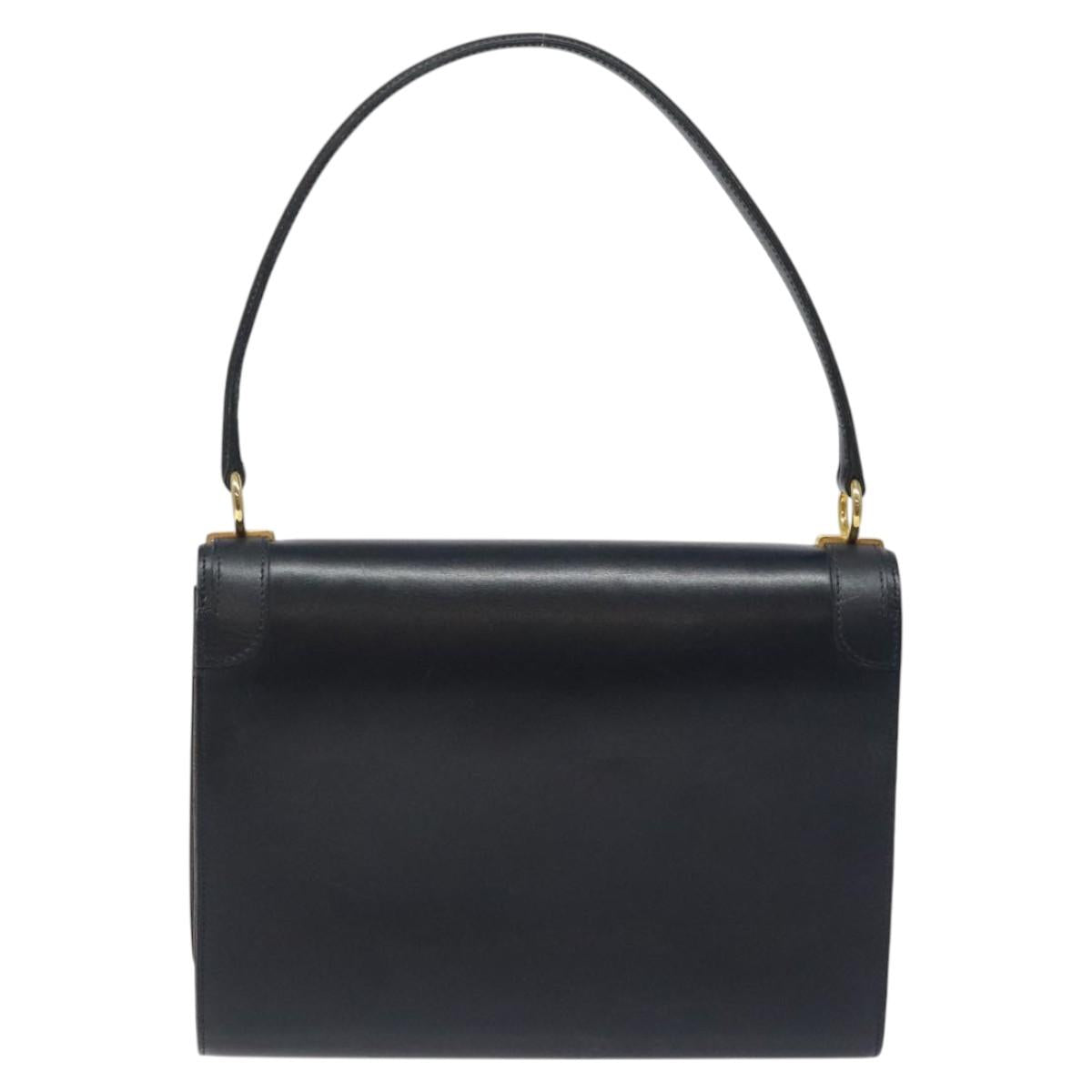 Christian Dior Shoulder Bag Leather Navy Gold Auth 126375