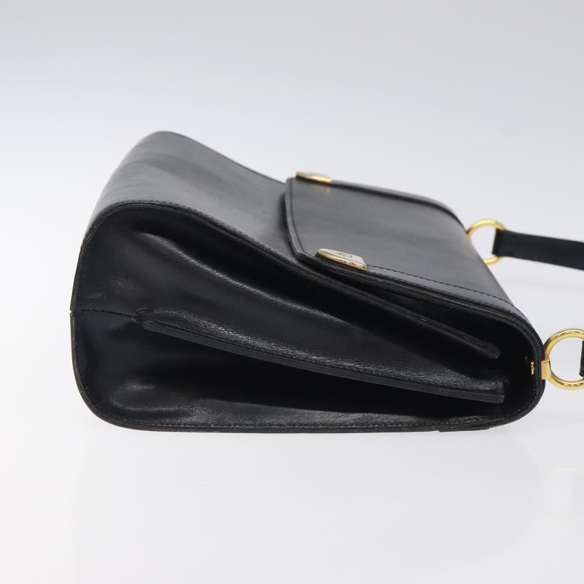 Christian Dior Shoulder Bag Leather Navy Gold Auth 126375