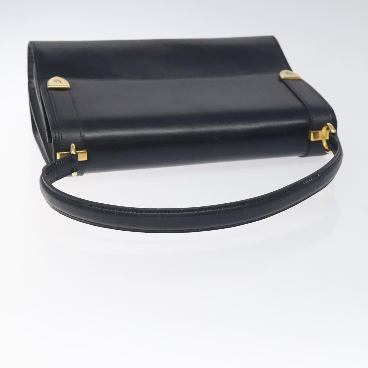 Christian Dior Shoulder Bag Leather Navy Gold Auth 126375