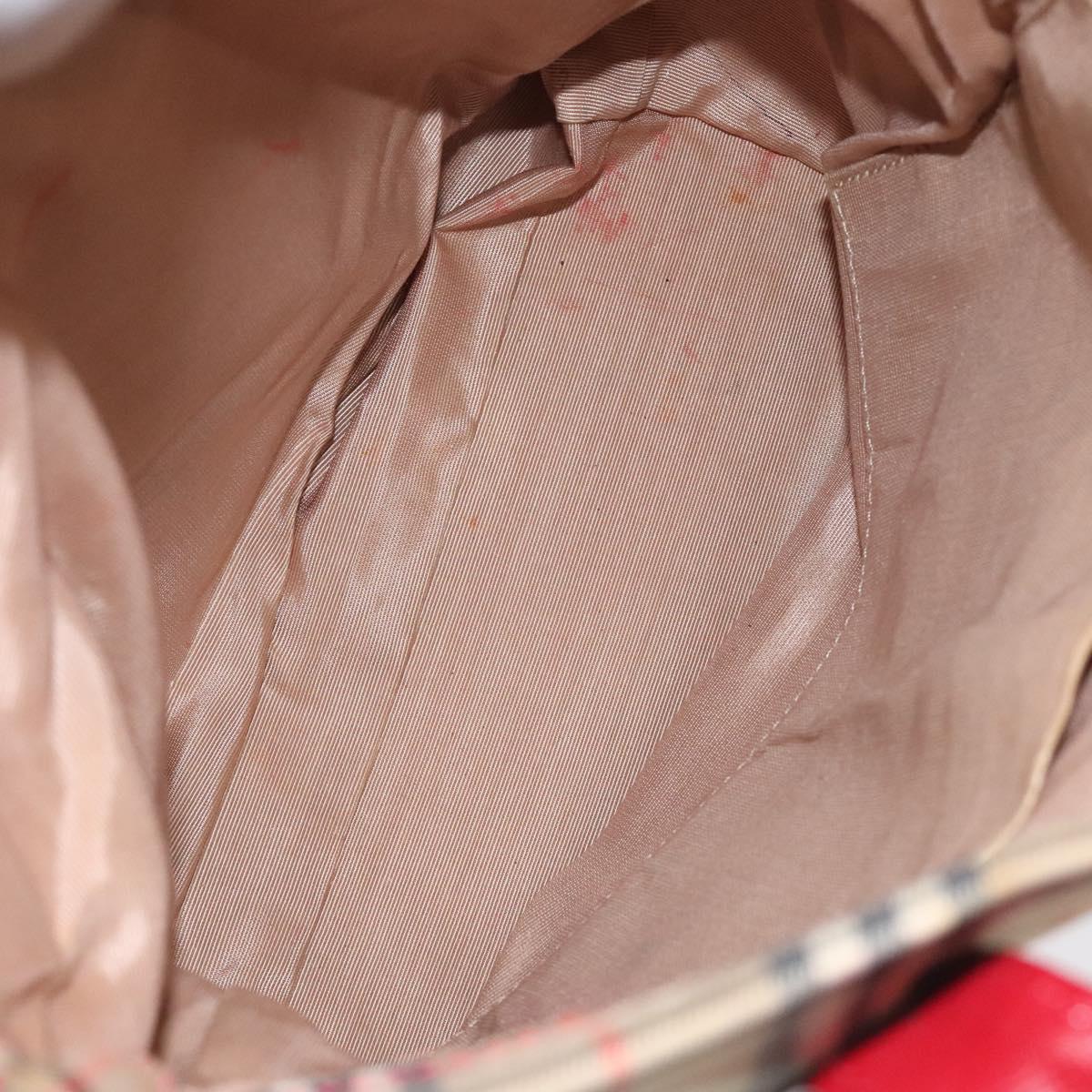 BURBERRY Nova Check Tote Bag Canvas Red Beige gold Auth 126393