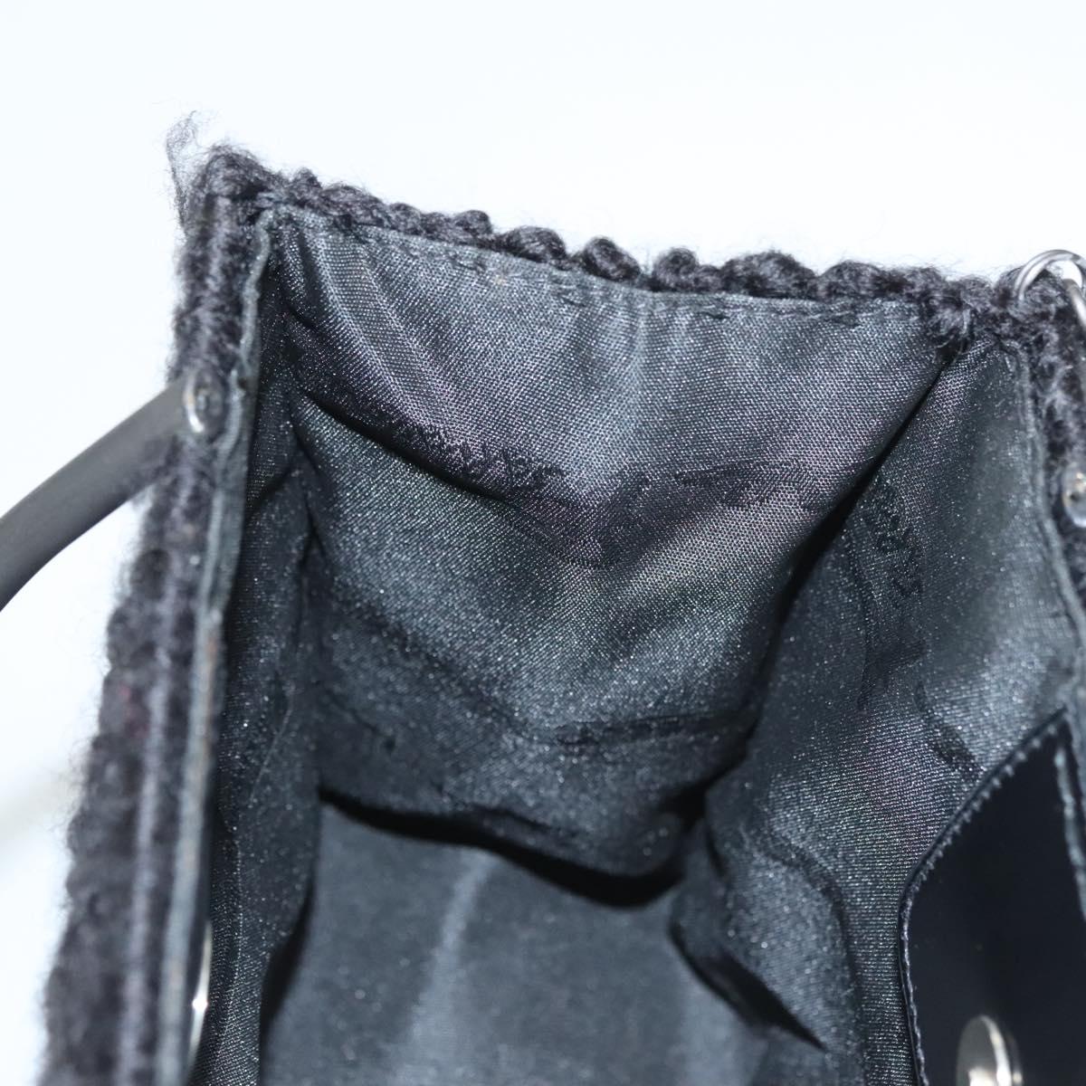 Salvatore Ferragamo Gancini Hand Bag Wool 2way Black Auth 126395