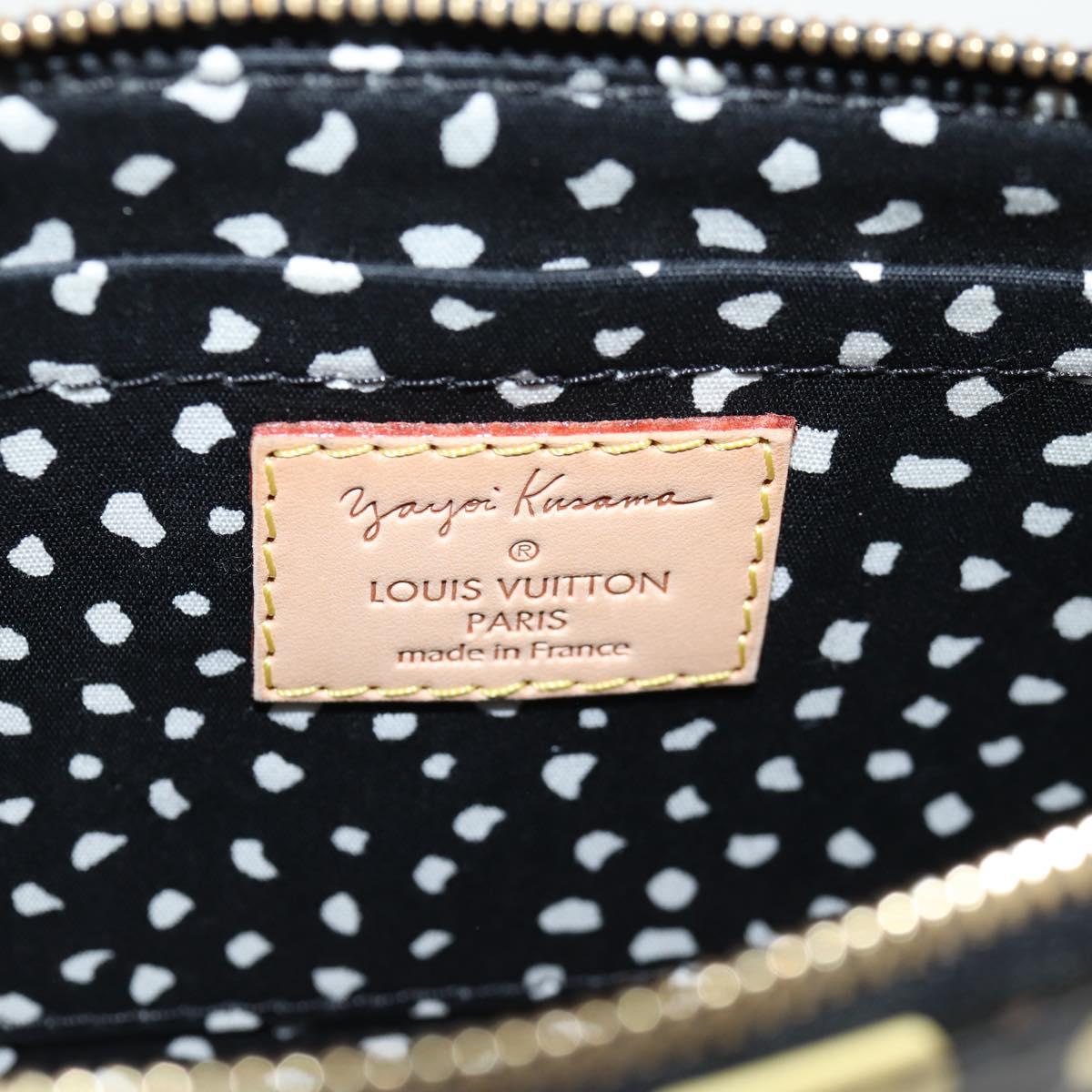 LOUIS VUITTON Vernis Yayoi Kusama Pochette Accessoires Black M91427 Auth 126419SAV